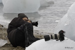 photographing ice structures originating from the Kongs Glacier, Svalbard