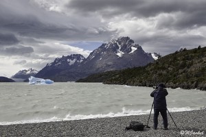 photographing icebergs in Lago Grey, Torres del Paine NP, Chile